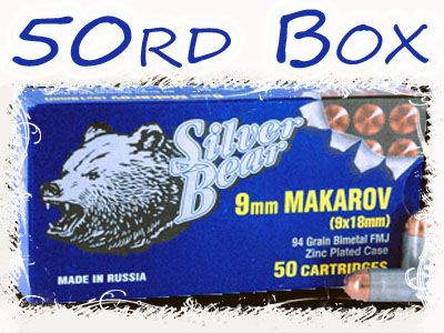 Silver Bear 9x18 Makarov 94gr FMJ 50rd Box